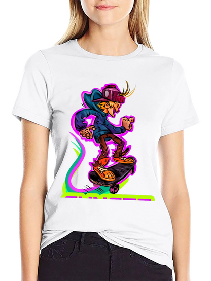 Camiseta Negra con Diseño de Skater Virtual