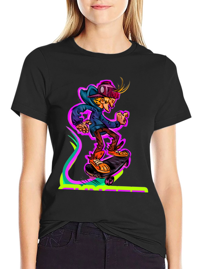 Camiseta Negra con Diseño de Skater Virtual