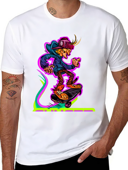 Camiseta Negra con Diseño de Skater Virtual