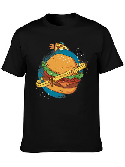 Camiseta Negra Estampada Hamburguesa Espacial