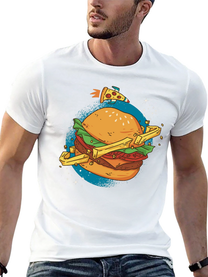 Camiseta Negra Estampada Hamburguesa Espacial