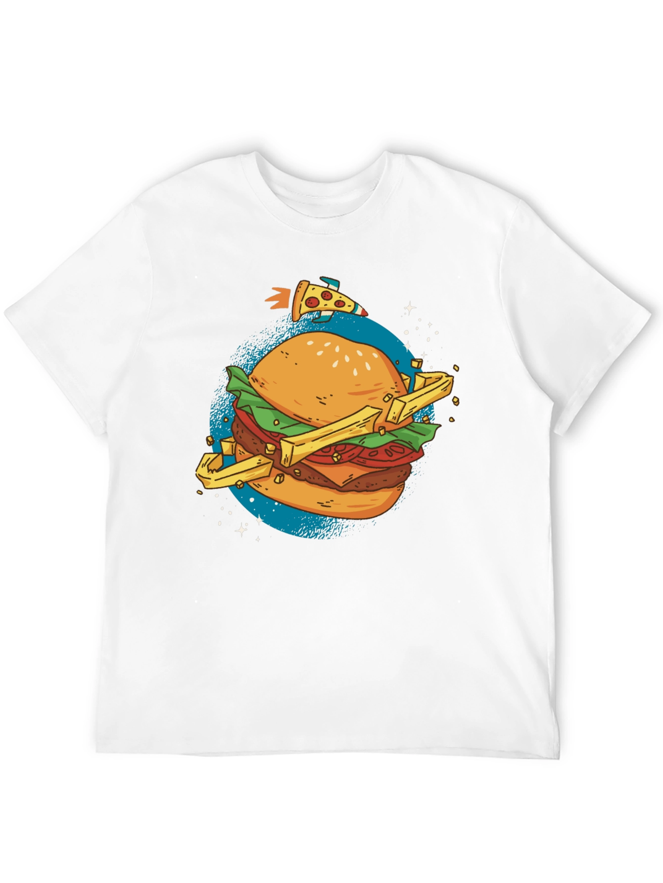 Camiseta Negra Estampada Hamburguesa Espacial