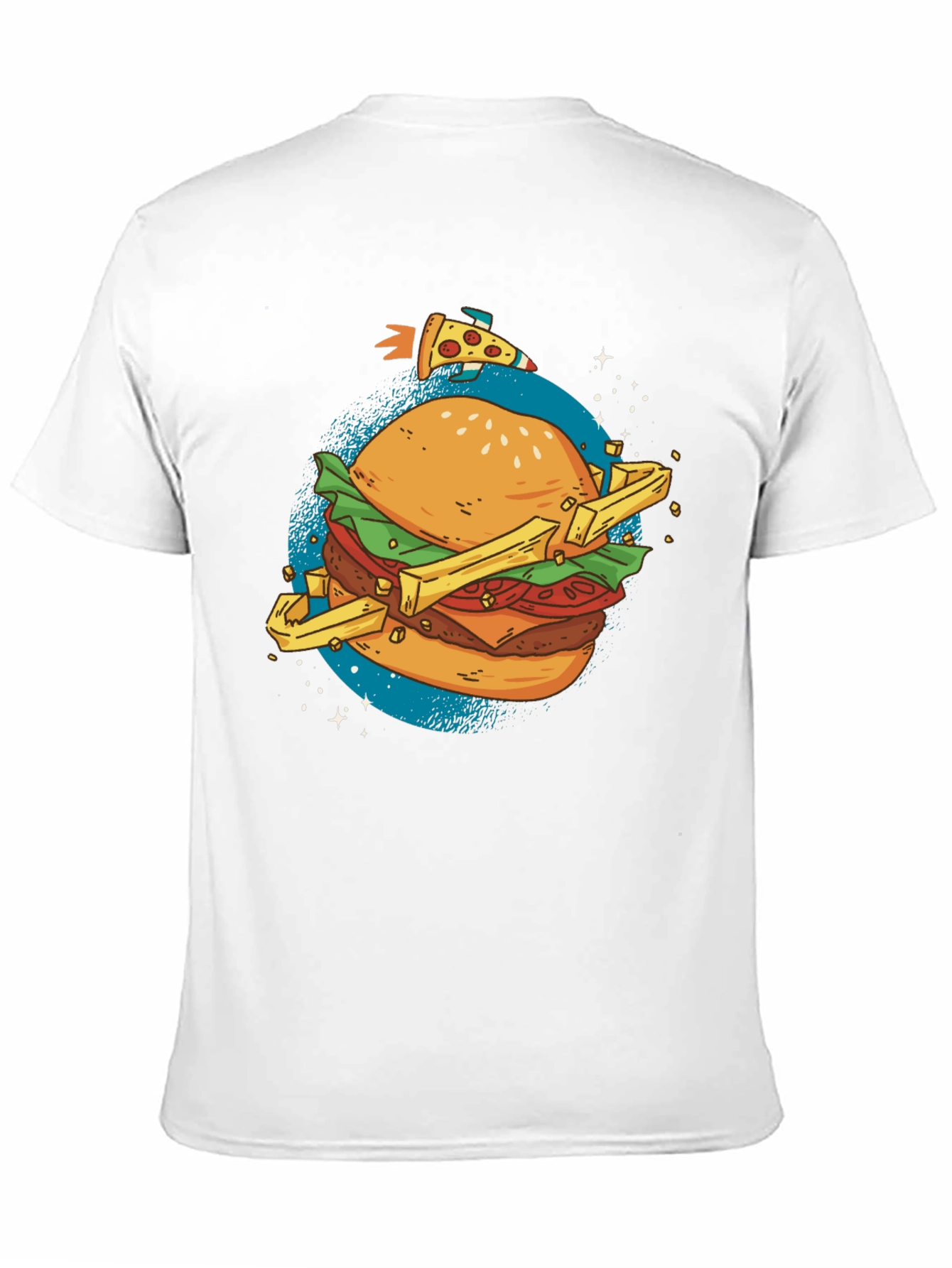 Camiseta Negra Estampada Hamburguesa Espacial