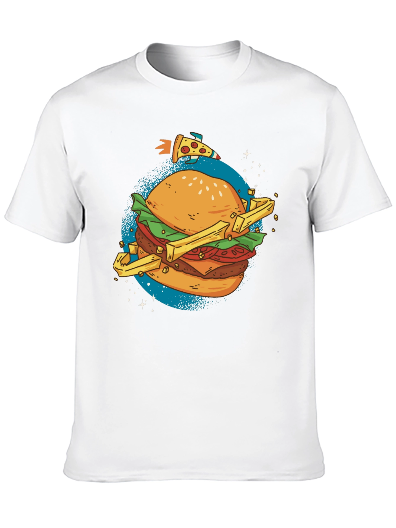 Camiseta Negra Estampada Hamburguesa Espacial