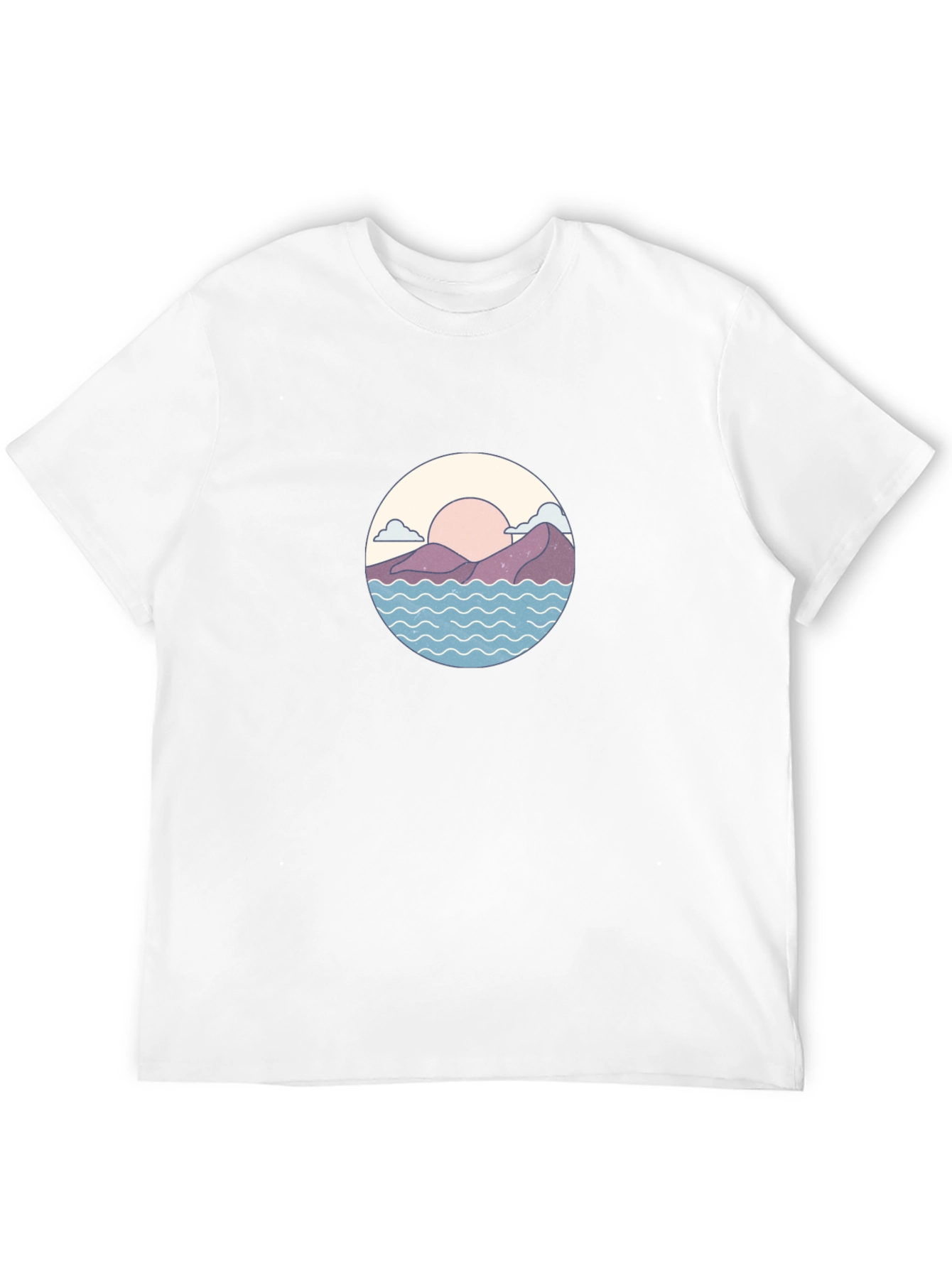 Camiseta Negra con Diseño de Paisaje Circular