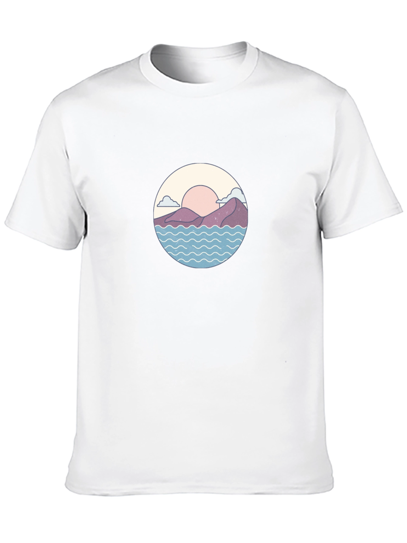 Camiseta Negra con Diseño de Paisaje Circular