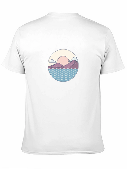 Camiseta Negra con Diseño de Paisaje Circular