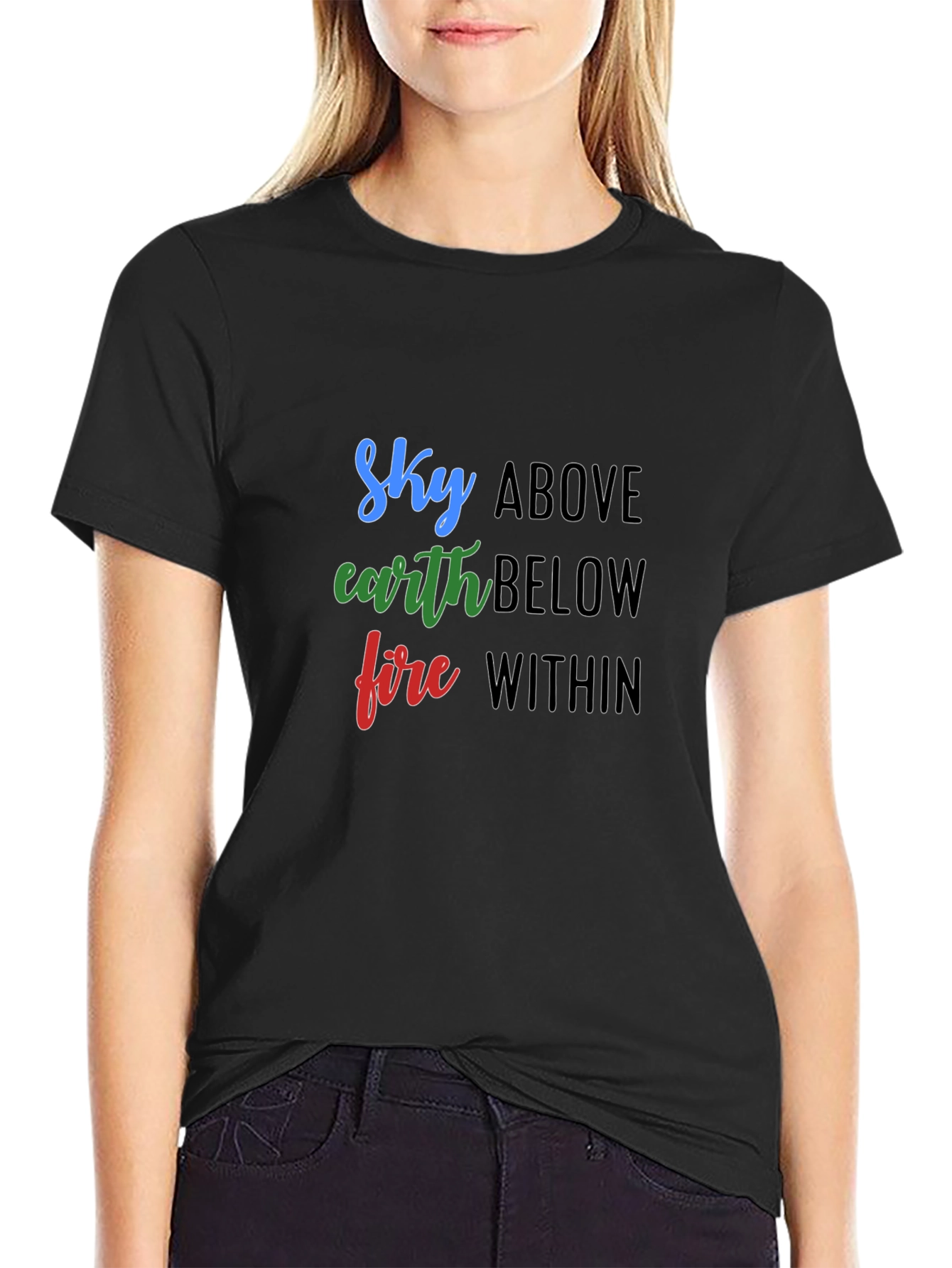 Camiseta Negra Sky Above Earth Below Fire Within