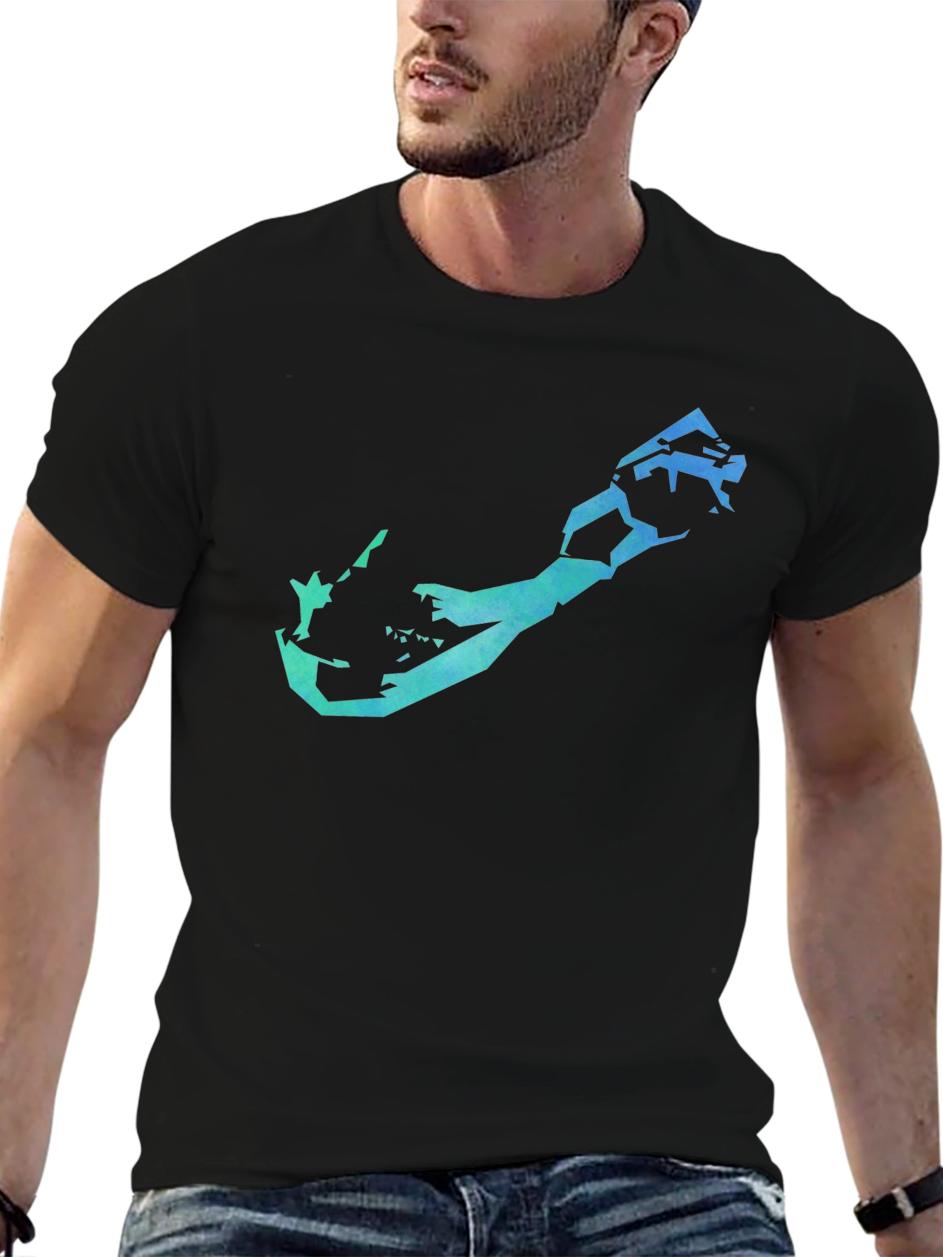 Camiseta Negra Hombre con Diseño Geométrico Bermuda
