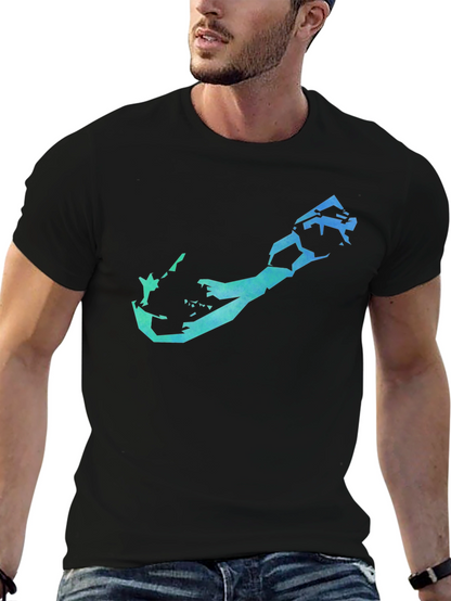 Camiseta Negra Hombre con Diseño Geométrico Bermuda