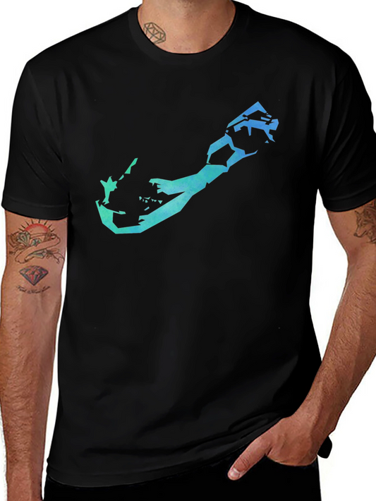 Camiseta Negra Hombre con Diseño Geométrico Bermuda