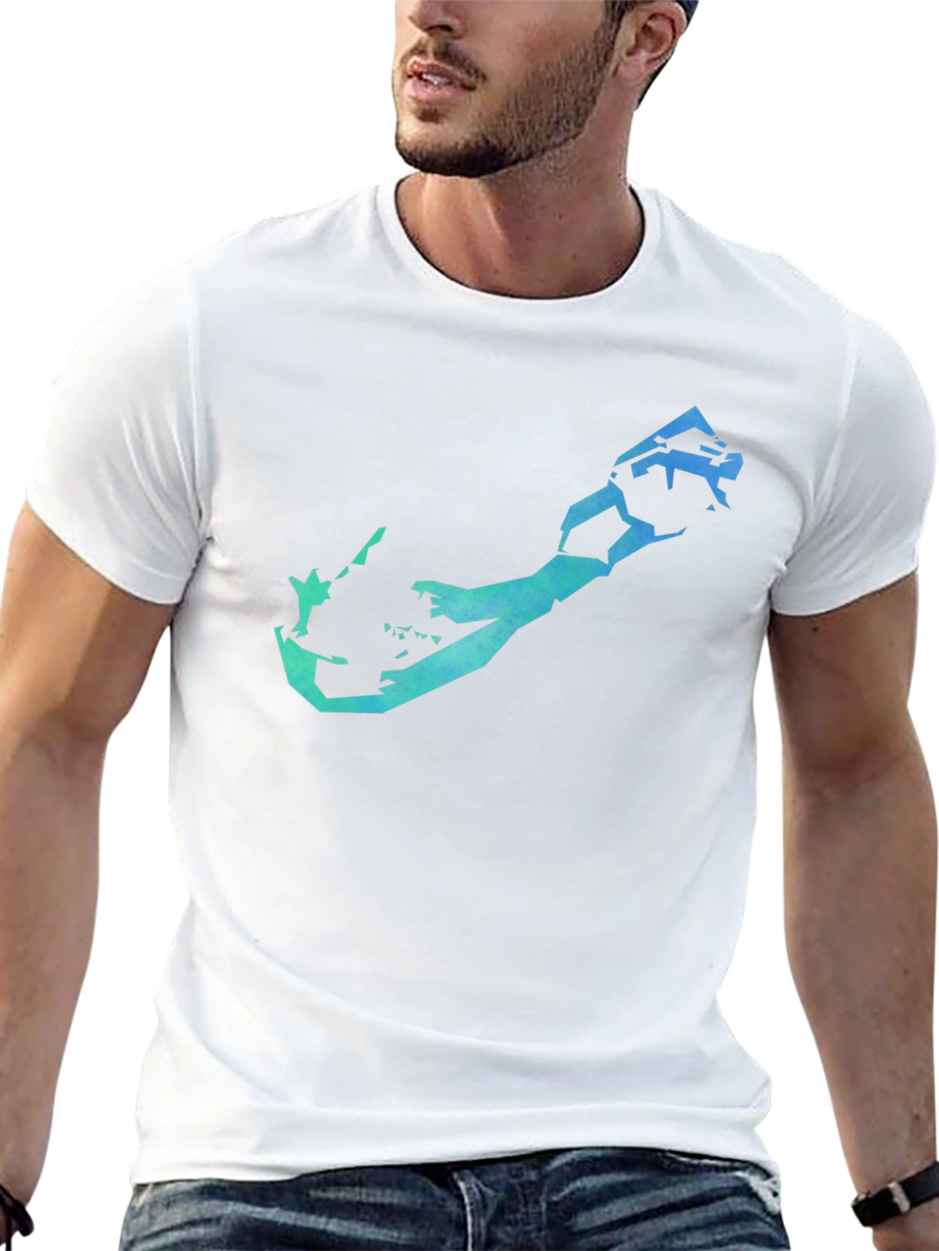 Camiseta Negra Hombre con Diseño Geométrico Bermuda