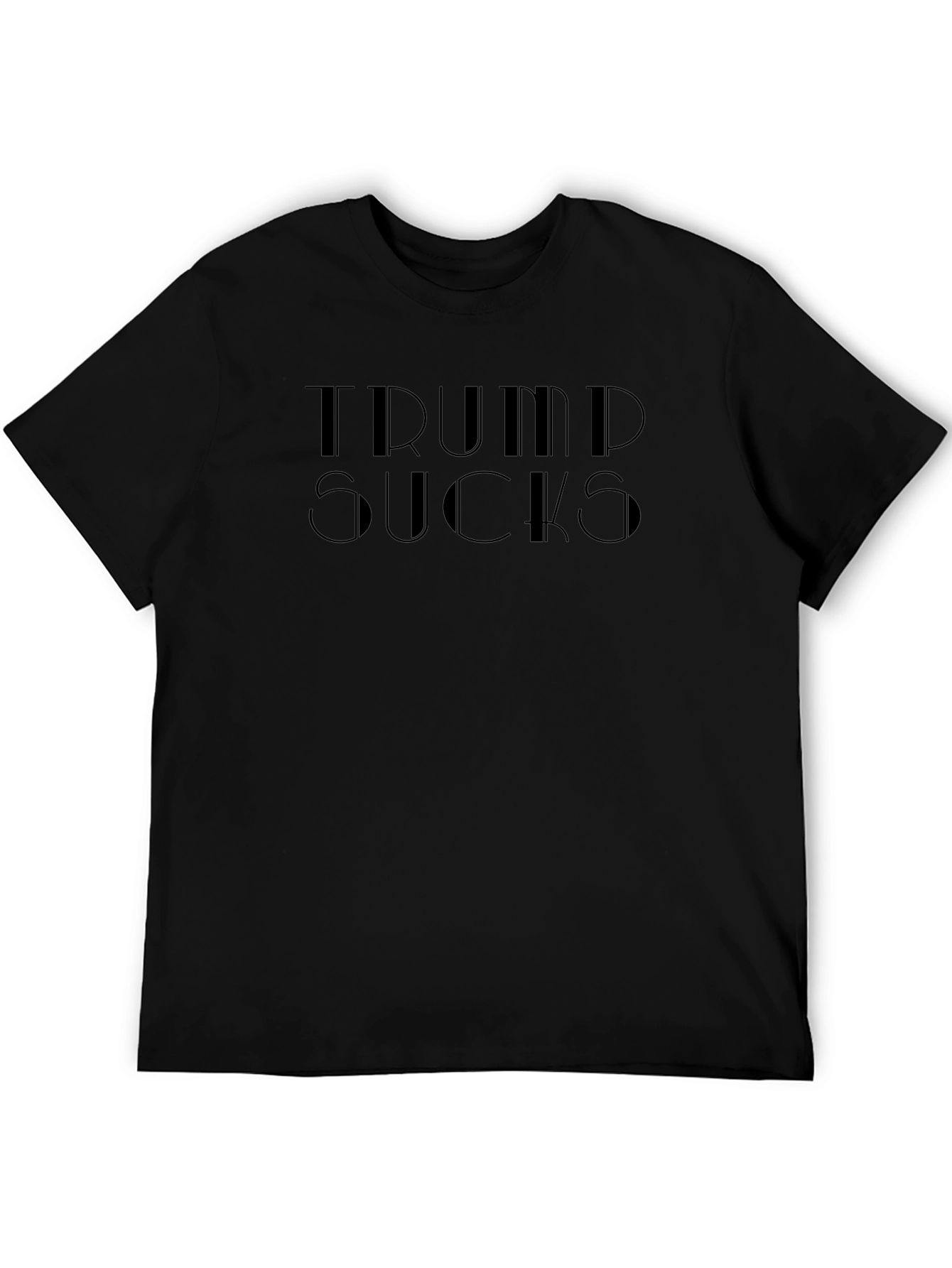 Camiseta Negra con Texto Político Trump Sucks