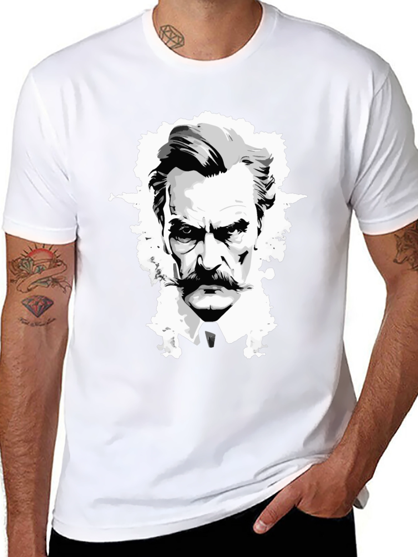 Camiseta Negra Diseño Gráfico Hombre