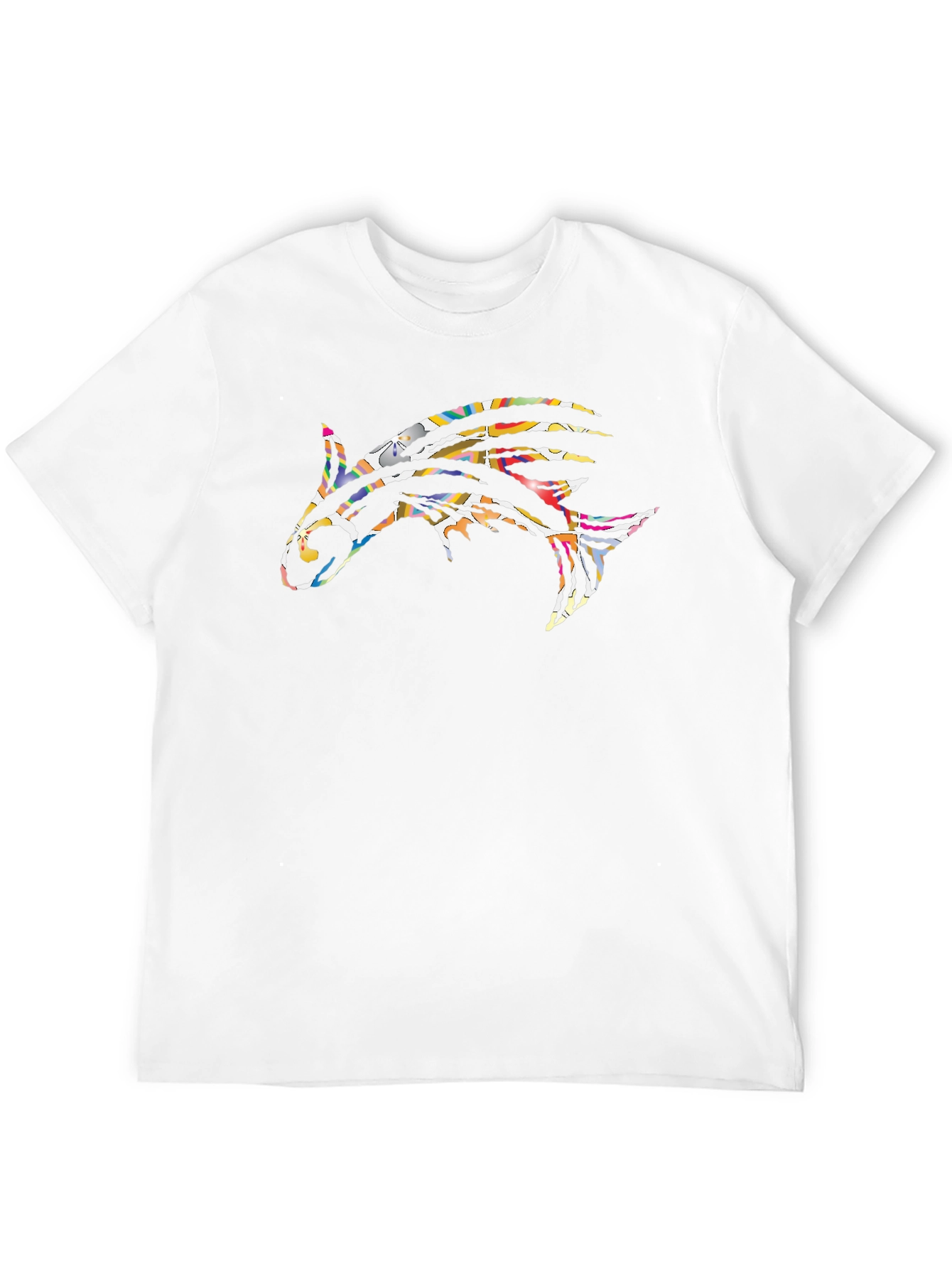 Camiseta Negra Hombre Diseño Pez Abstracto