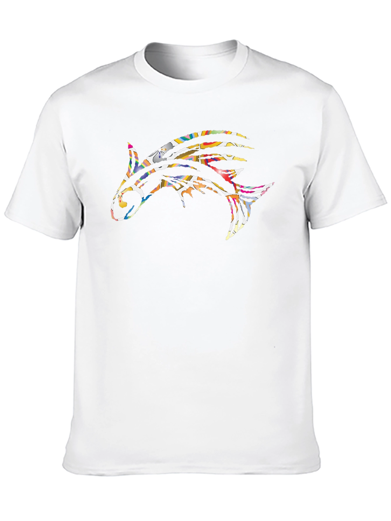 Camiseta Negra Hombre Diseño Pez Abstracto