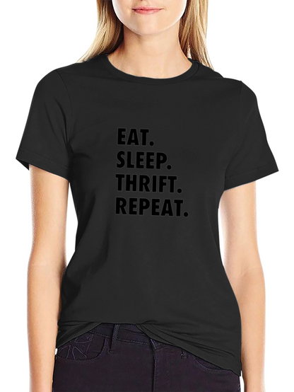 Camiseta Negra Eat Sleep Thrift Repeat