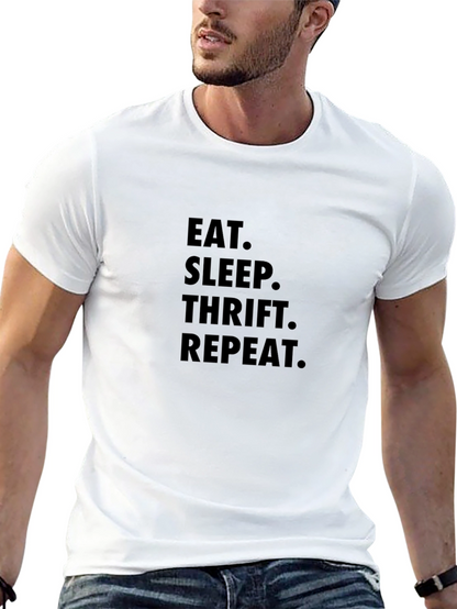 Camiseta Negra Eat Sleep Thrift Repeat