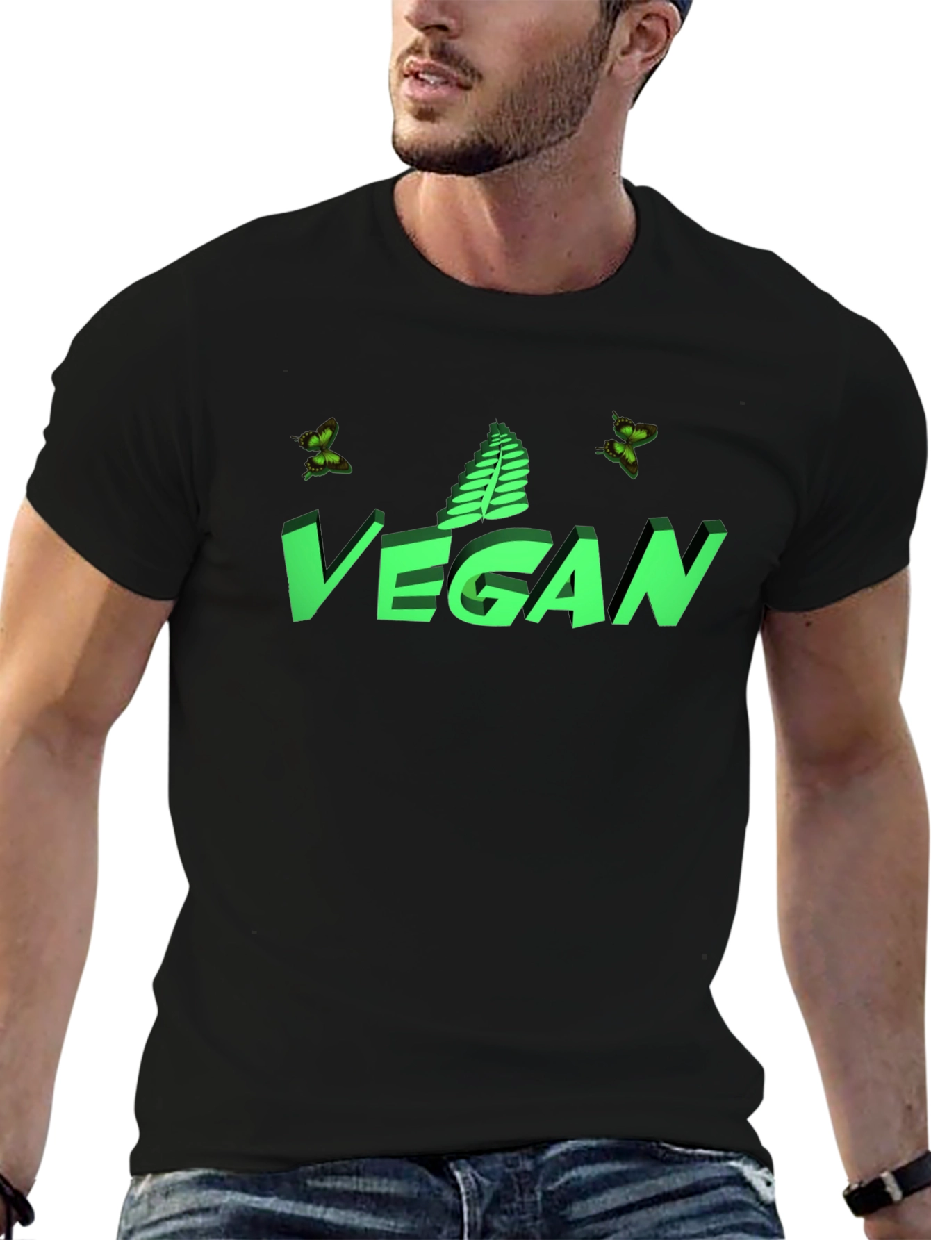 Camiseta Negra Vegana con Diseño Gráfico