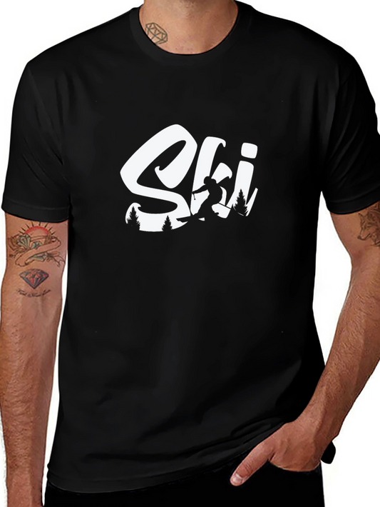Camiseta Negra Ski para Amantes del Invierno