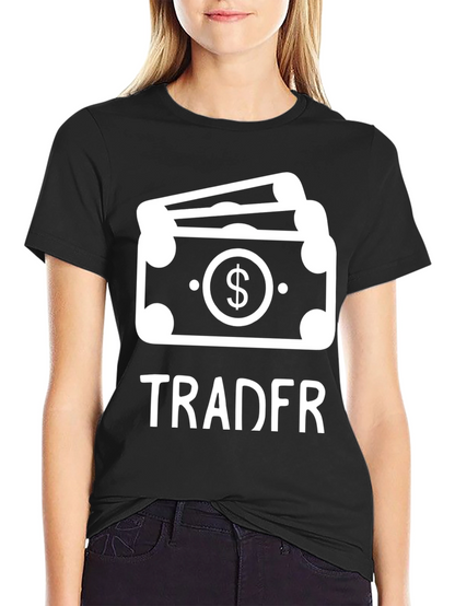 Camiseta Negra Tradfr con Diseño de Dinero