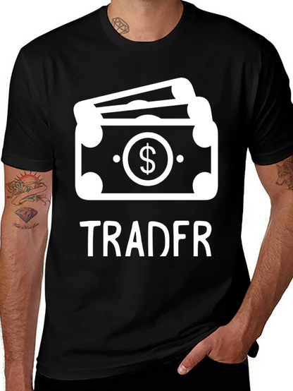 Camiseta Negra Tradfr con Diseño de Dinero