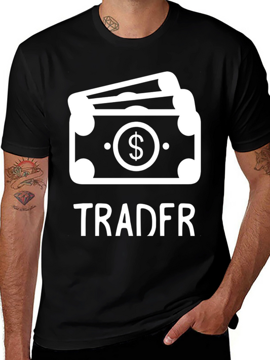 Camiseta Negra Tradfr con Diseño de Dinero