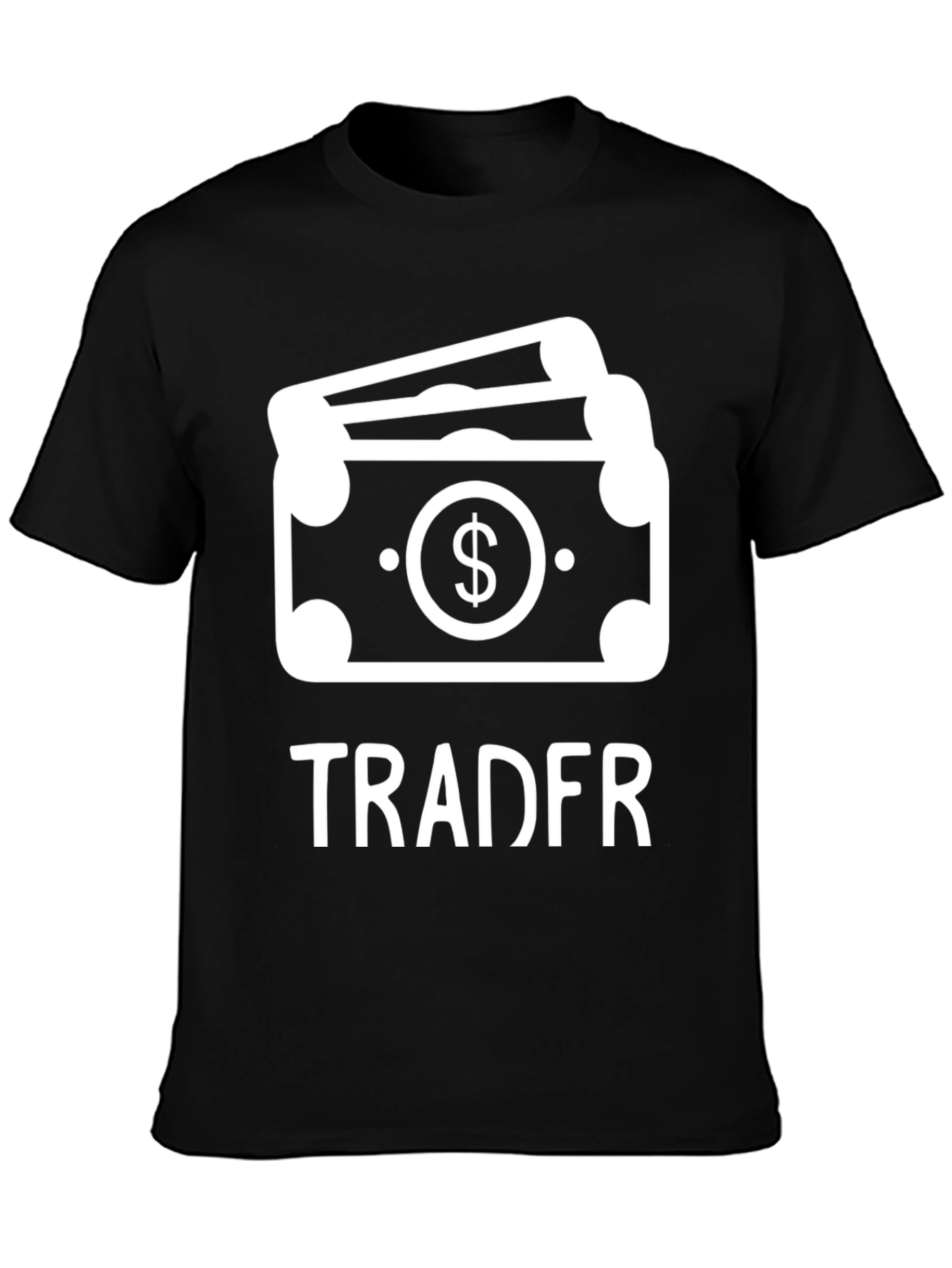 Camiseta Negra Tradfr con Diseño de Dinero