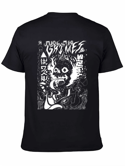 Camiseta Negra con Diseño Gráfico Grimes