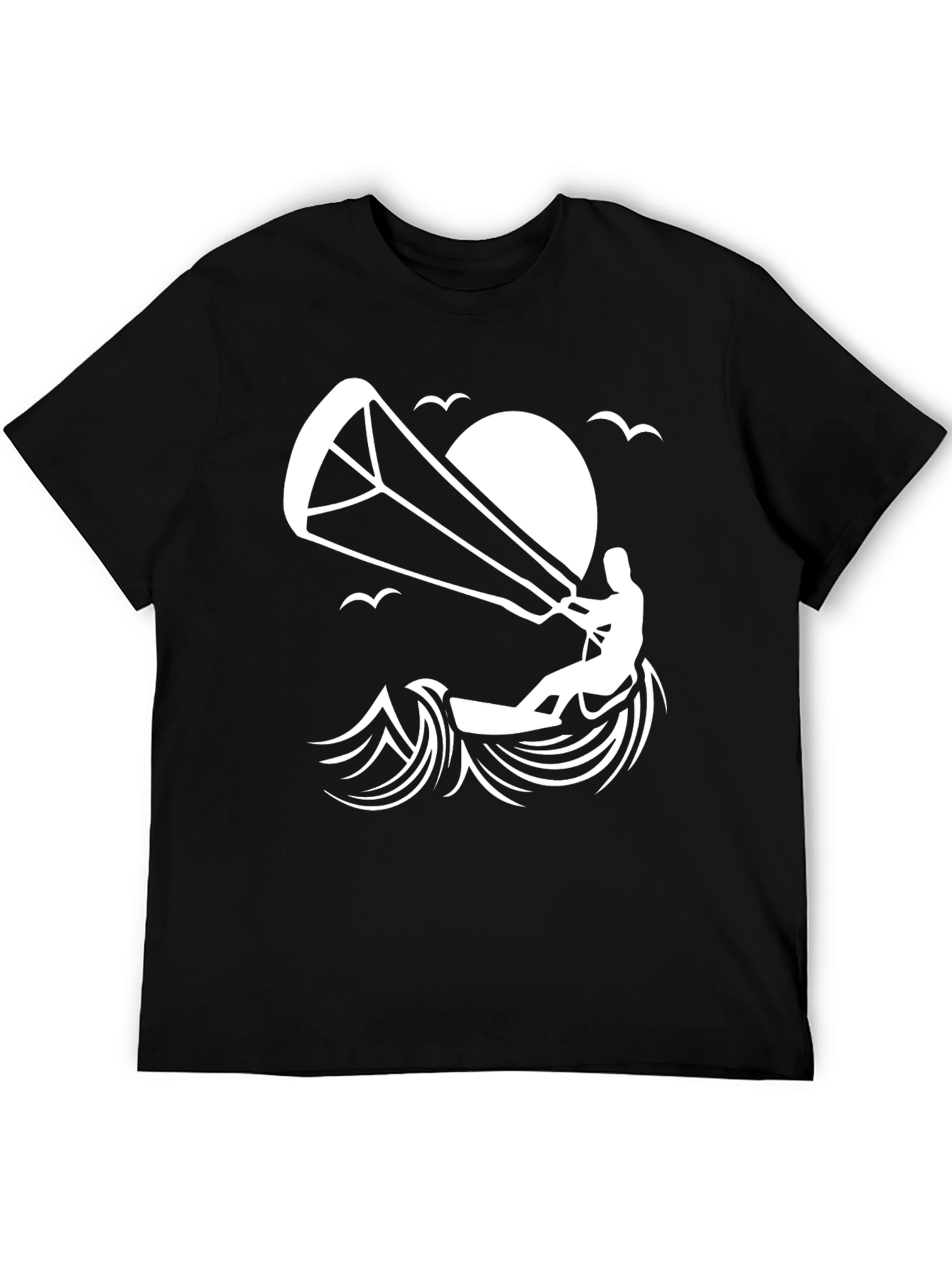 Camiseta Negra Kite Surf Diseño Único