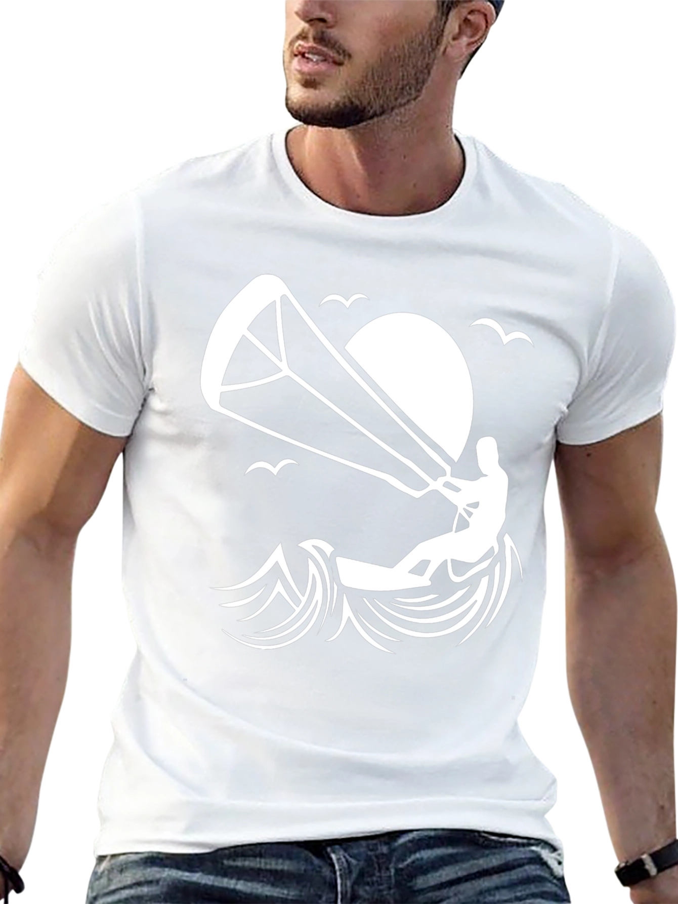 Camiseta Negra Kite Surf Diseño Único