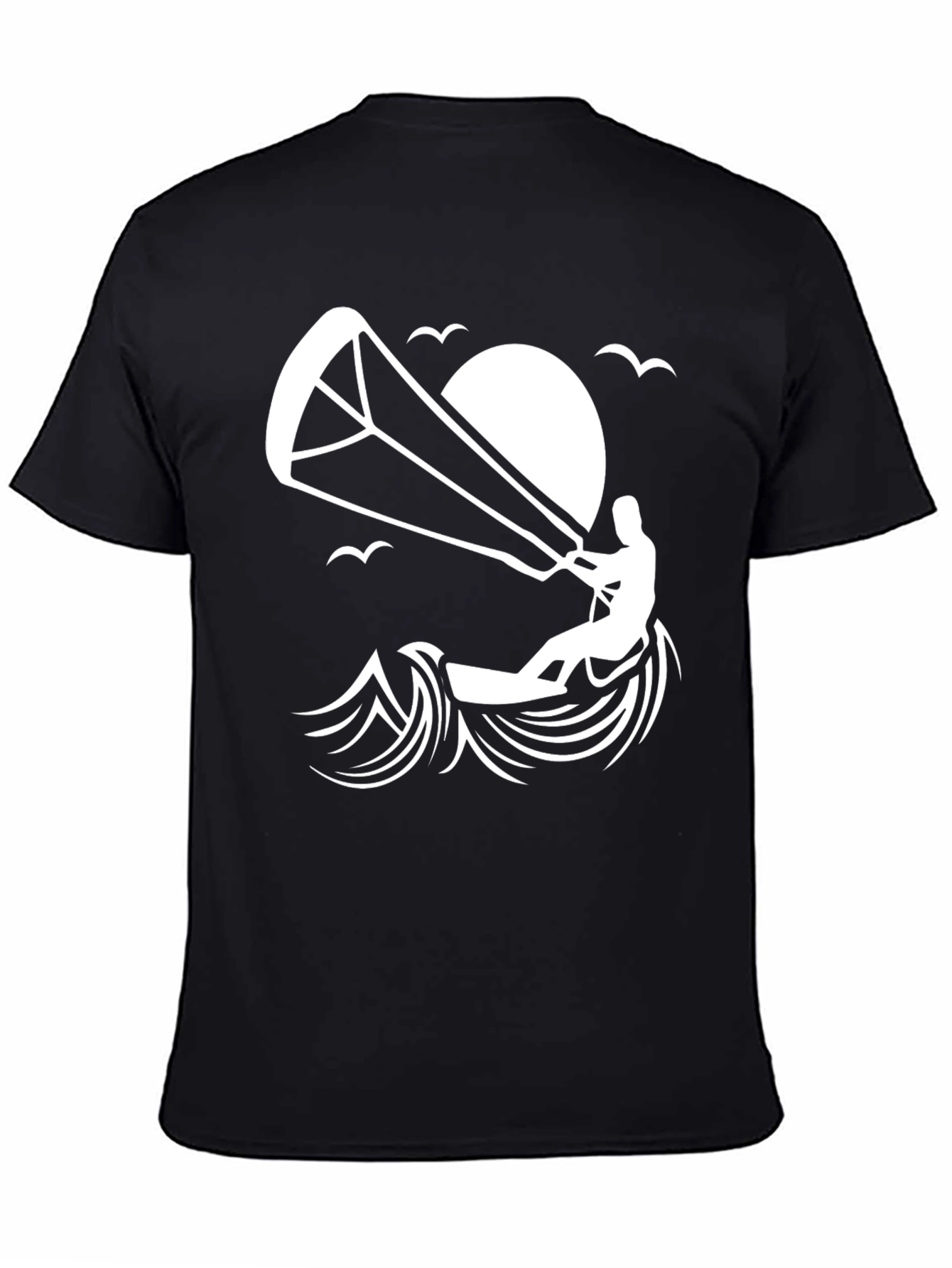 Camiseta Negra Kite Surf Diseño Único