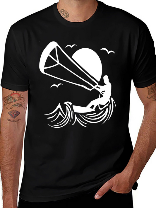 Camiseta Negra Kite Surf Diseño Único