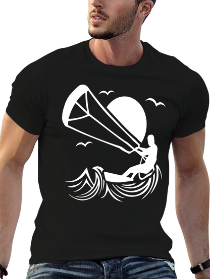 Camiseta Negra Kite Surf Diseño Único