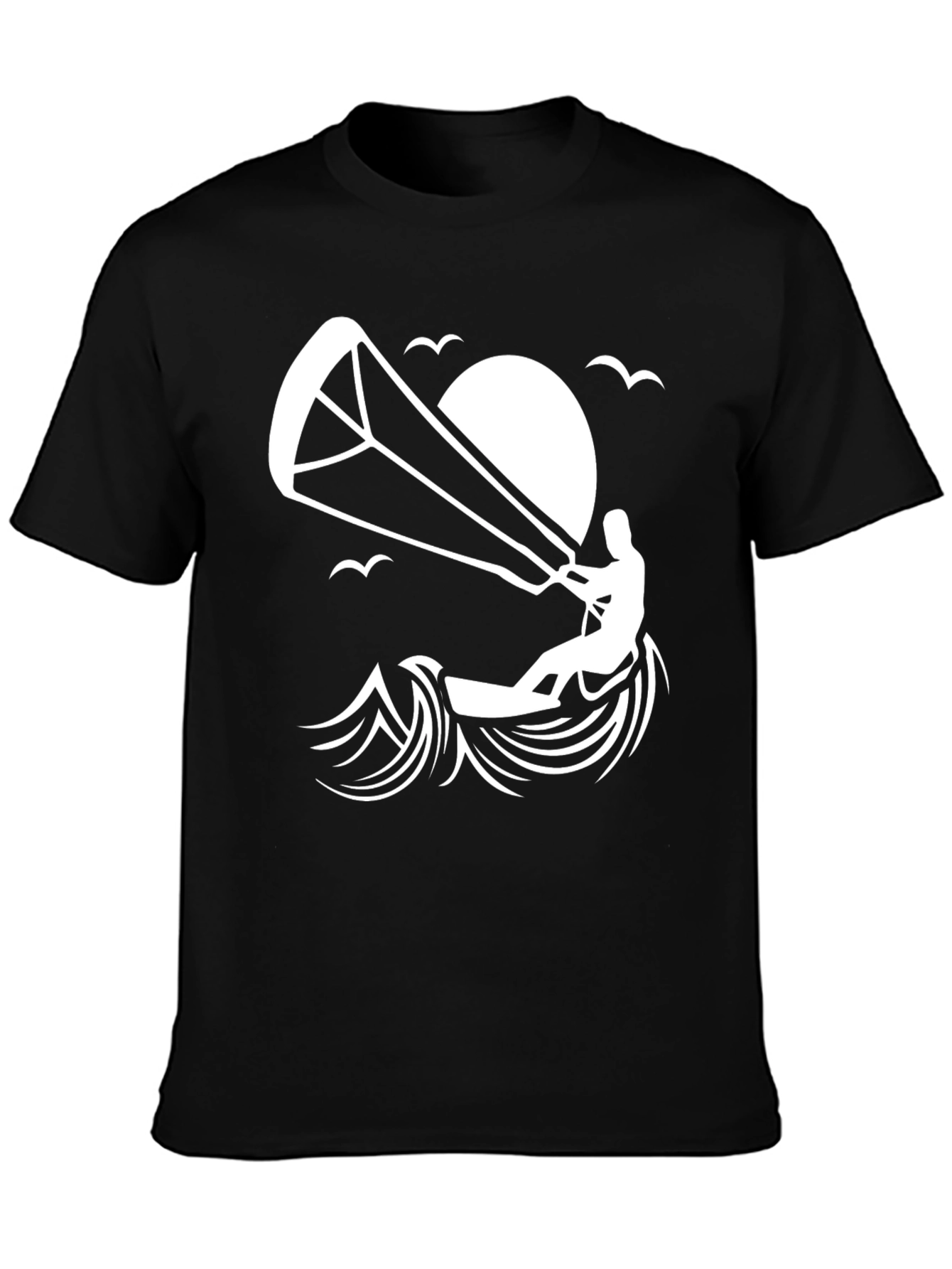 Camiseta Negra Kite Surf Diseño Único