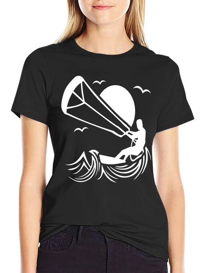 Camiseta Negra Kite Surf Diseño Único