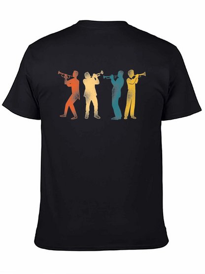Camiseta Negra con Diseño de Músicos de Jazz Retro