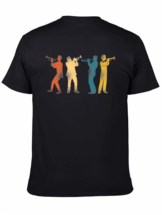 Camiseta Negra con Diseño de Músicos de Jazz Retro