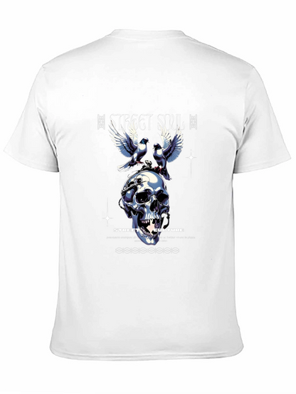 Camiseta Negra Diseño Calavera y Palomas Street Soul