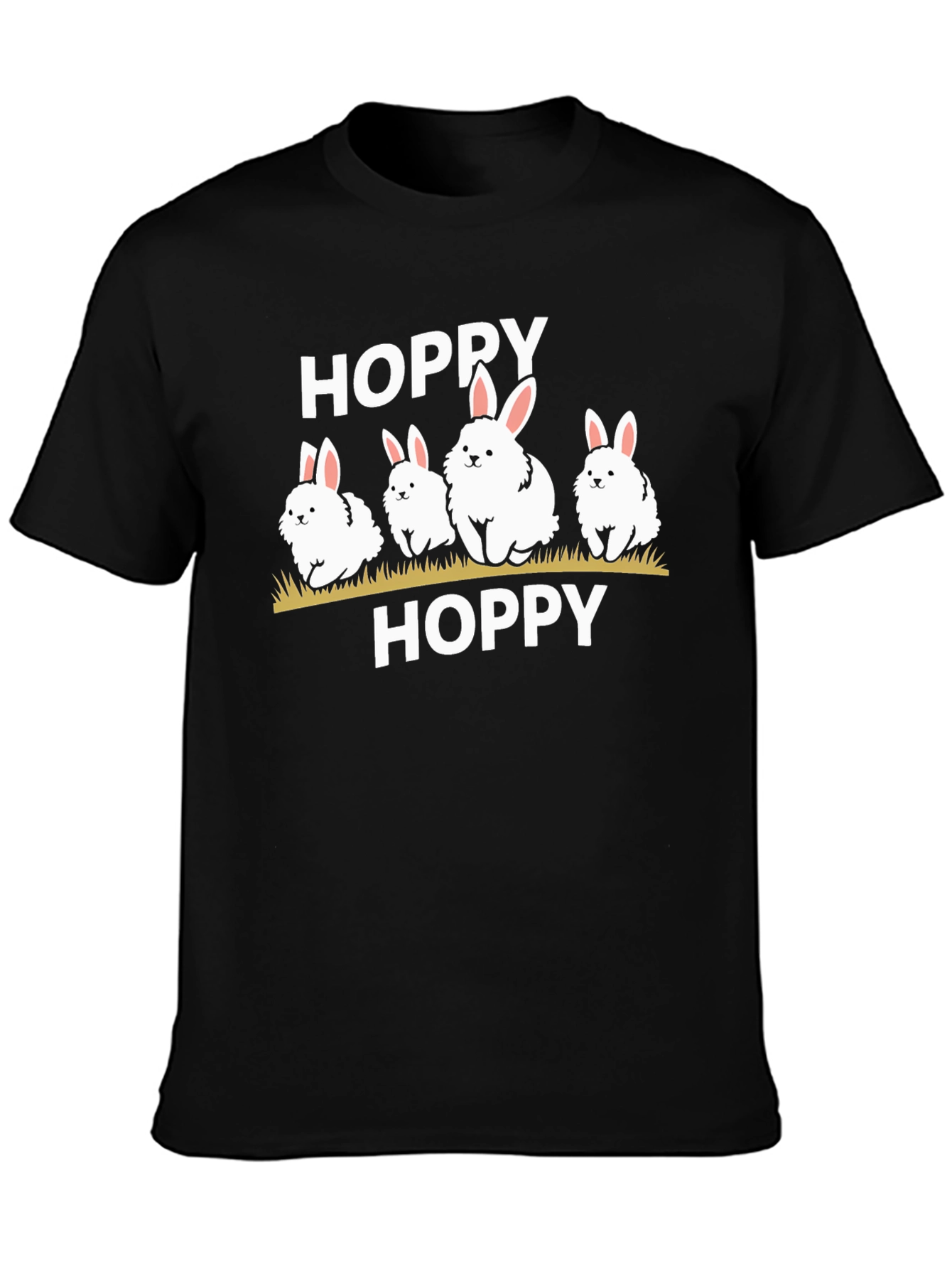 Camiseta Negra Hoppy con Conejitos