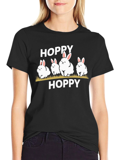 Camiseta Negra Hoppy con Conejitos