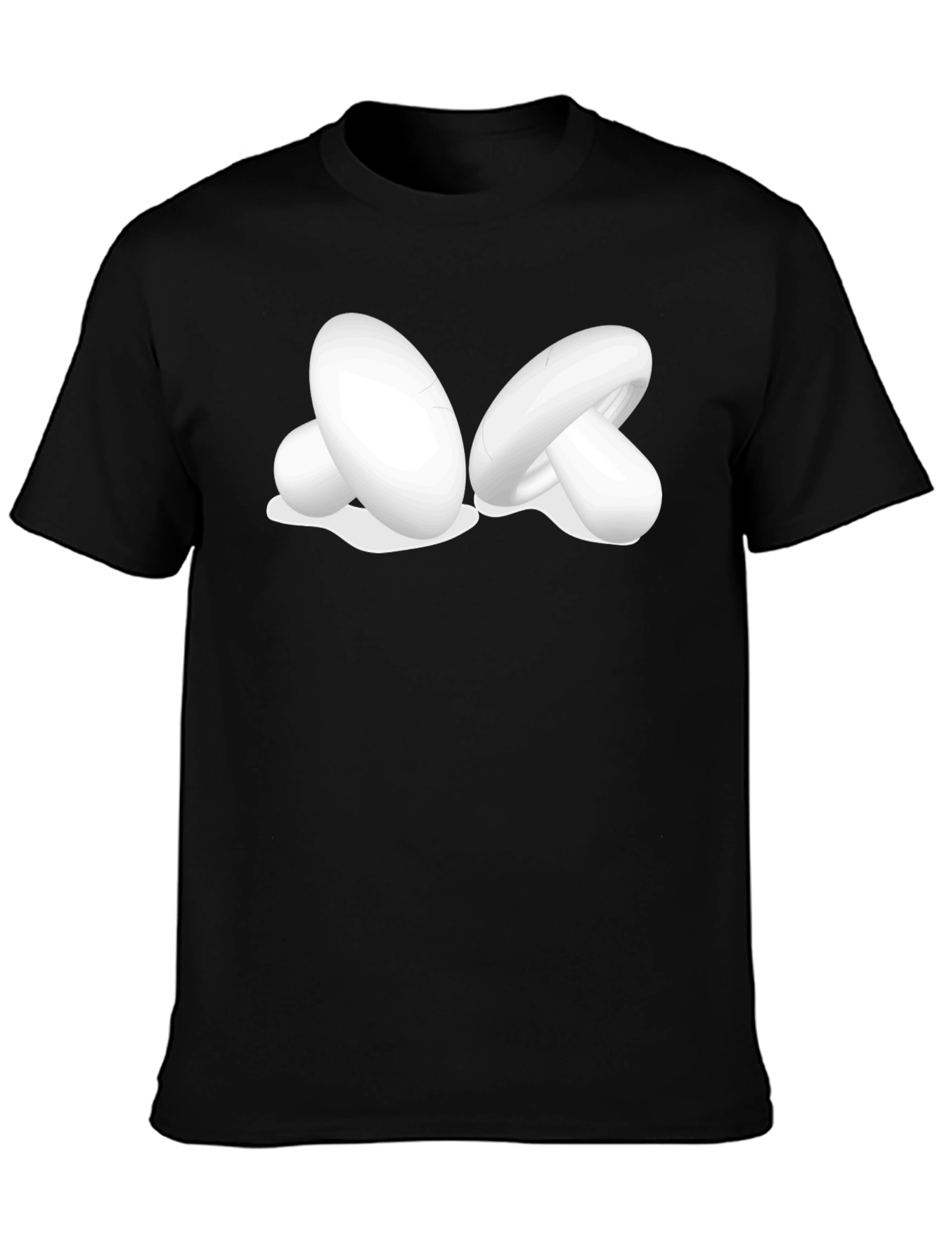 Camiseta Negra con Diseño de Hongos Blancos