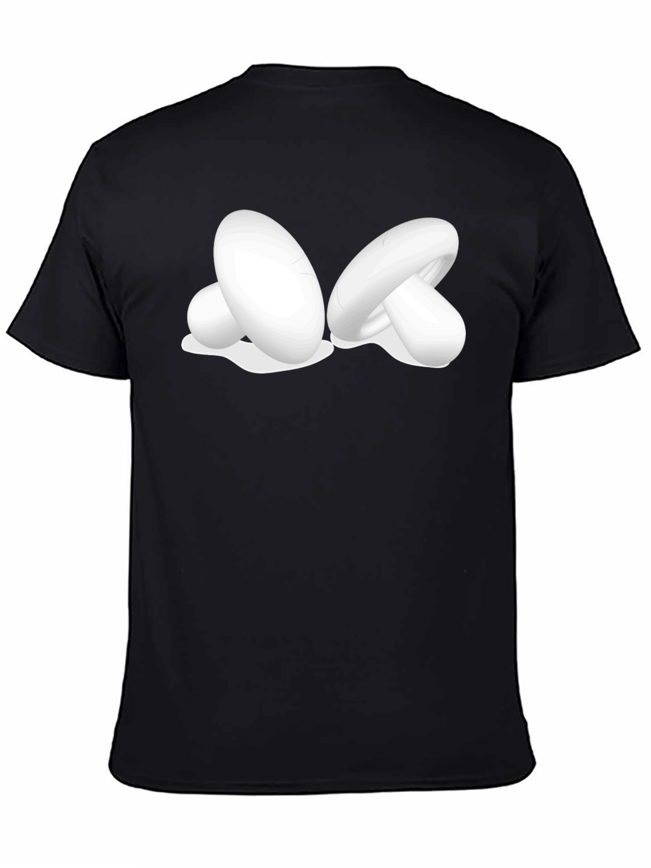 Camiseta Negra con Diseño de Hongos Blancos