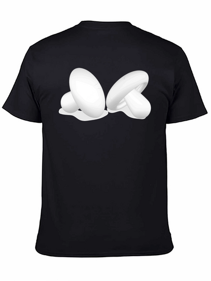 Camiseta Negra con Diseño de Hongos Blancos