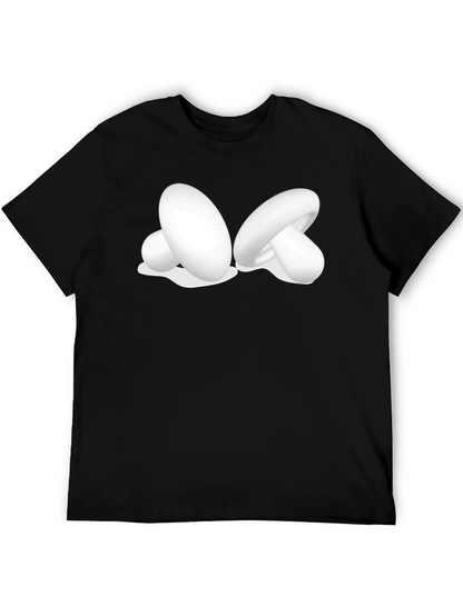 Camiseta Negra con Diseño de Hongos Blancos