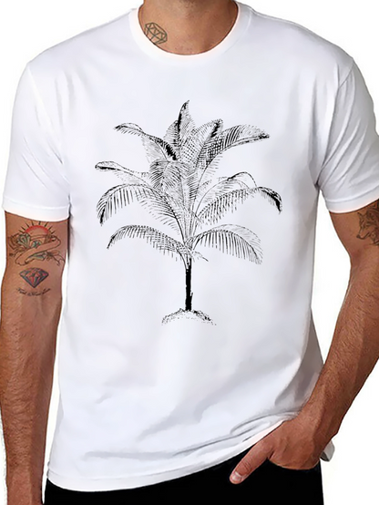 Camiseta Negra Estampado Palmera Hombre Casual