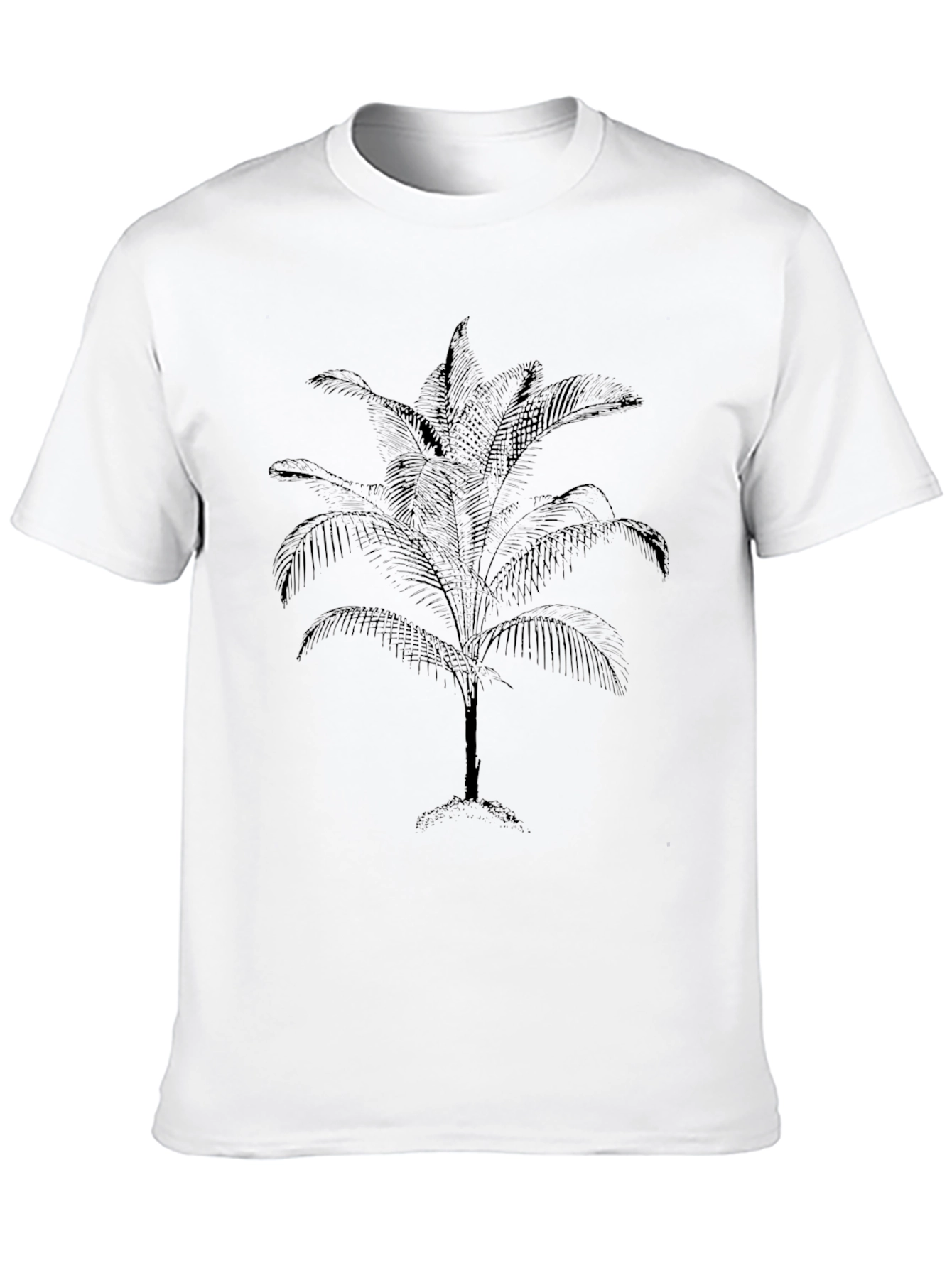 Camiseta Negra Estampado Palmera Hombre Casual