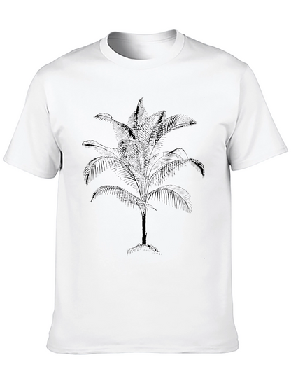 Camiseta Negra Estampado Palmera Hombre Casual
