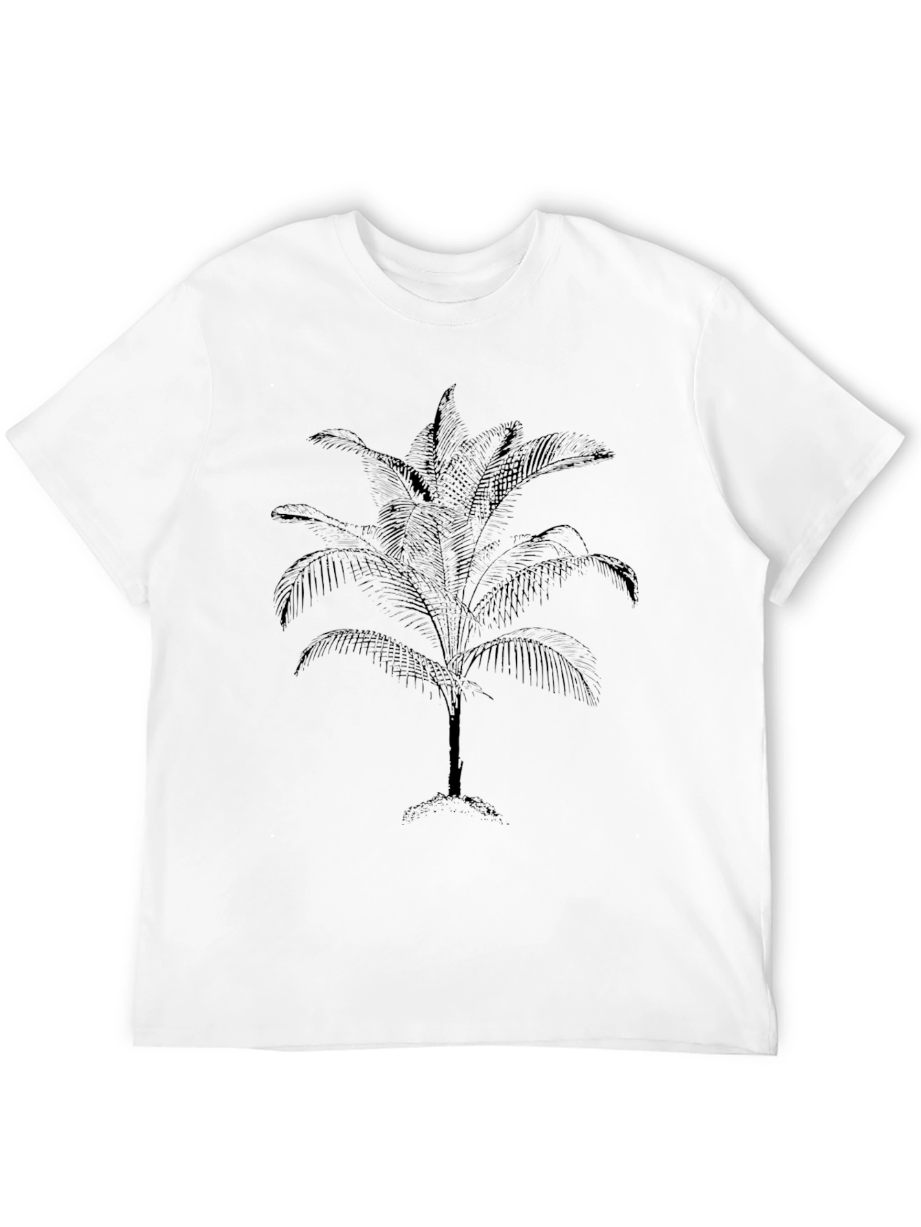 Camiseta Negra Estampado Palmera Hombre Casual