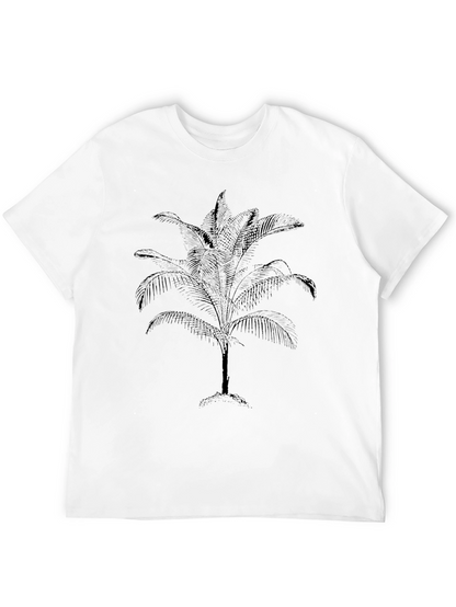 Camiseta Negra Estampado Palmera Hombre Casual